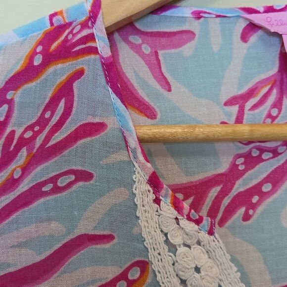 Lilly Pulitzer Luci V-Neck Cotton Tunic Size XXS Lightweight Vacation Coastal - Picture 5 of 16